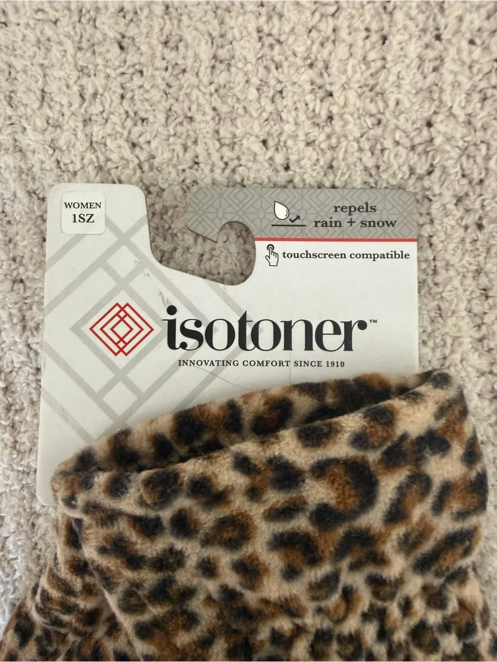 Isotoner Women's Leopard Print Fleece Gloves - Brown Black Tan - Picture 2 of 3